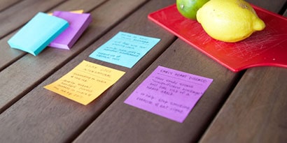 Post-it® Notes help her make sure her husband has completed a list of tasks for the day